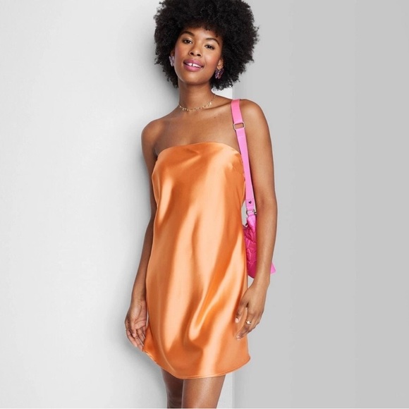 wild fable Dresses & Skirts - Wild Fable Women's Satin Tube Orange Dress  Size XXS